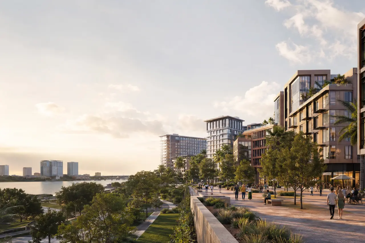 Mixed-use commercial district along the Tampa riverfront