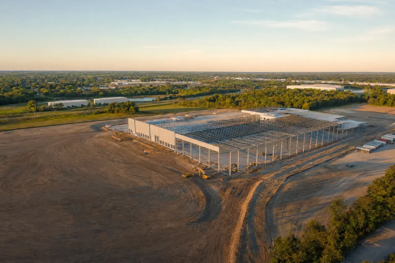 Aerial view of a large Florida industrial campus under construction