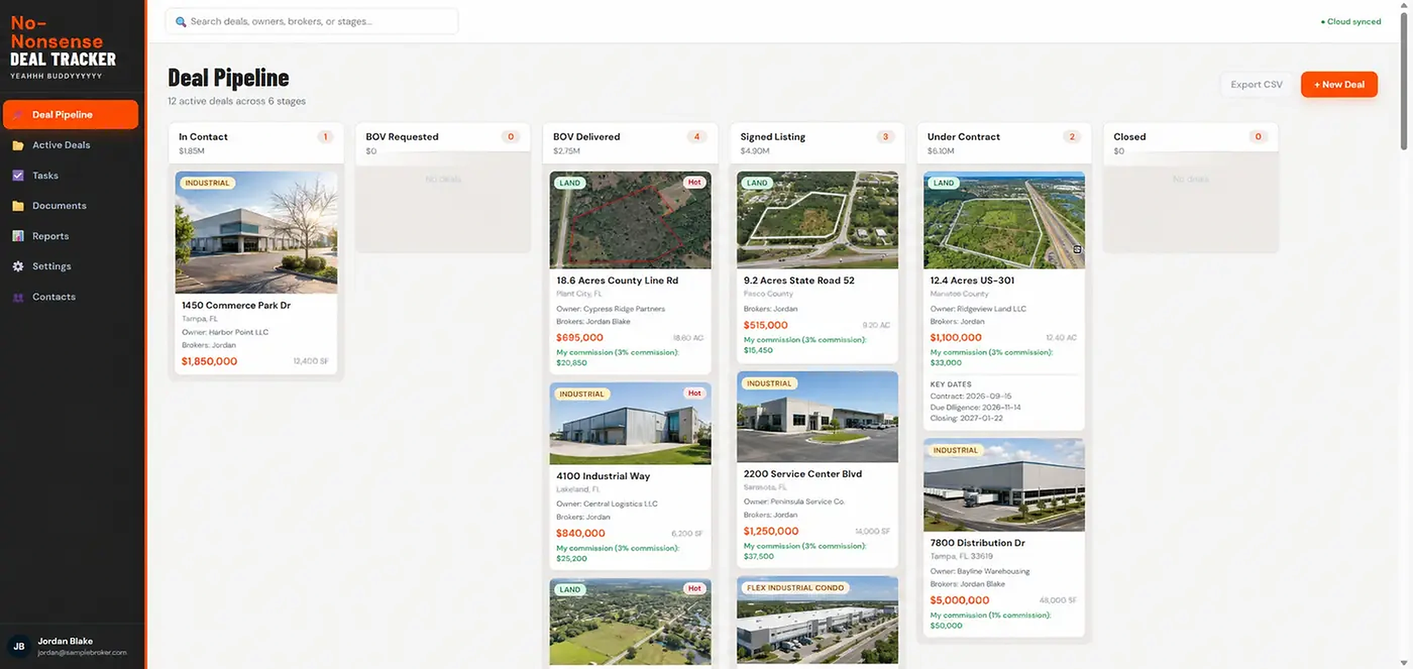 Desktop deal pipeline view in No-Nonsense Deal Tracker